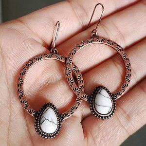 Vintage Water Drop Turquoise Round Earrings